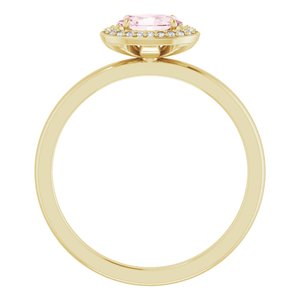 14K Yellow Gold 6x4 mm Natural Morganite & .04 CTW Natural Diamond Halo-Style Ring