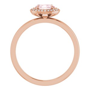 14K Rose Gold 6x4 mm Natural Morganite & .04 CTW Natural Diamond Halo-Style Ring