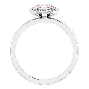 14K White Gold 6x4 mm Natural Morganite & .04 CTW Natural Diamond Halo-Style Ring