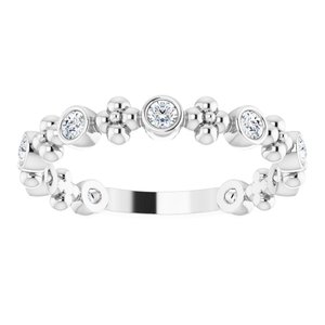 14K White Gold 1/4 CTW Natural Diamond Beaded Ring