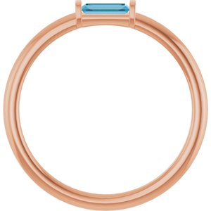 14K Rose Gold Natural Swiss Blue Topaz Stackable Ring