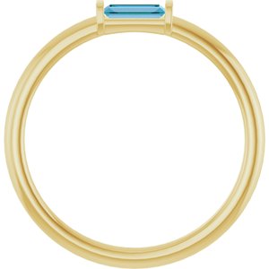 14K Yellow Gold Natural Swiss Blue Topaz Stackable Ring