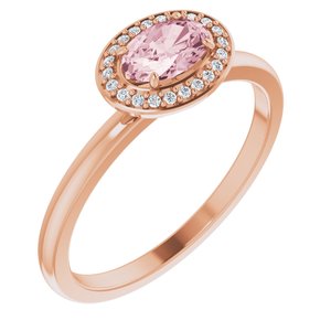 14K Rose Gold 6x4 mm Natural Morganite & .04 CTW Natural Diamond Halo-Style Ring