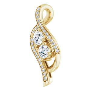 14K Yellow Gold 5/8 CTW Natural Diamond Two Stone Pendant