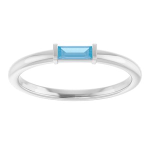 14K White Gold Natural Swiss Blue Topaz Stackable Ring