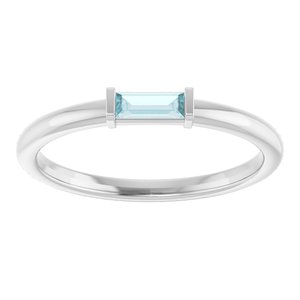 Platinum Natural Sky Blue Topaz Stackable Ring