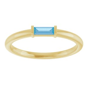 14K Yellow Gold Natural Swiss Blue Topaz Stackable Ring