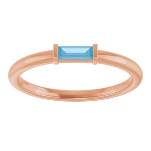 14K Rose Gold Natural Swiss Blue Topaz Stackable Ring