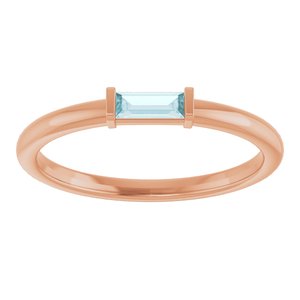 14K Rose Gold Natural Sky Blue Topaz Stackable Ring