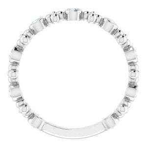 Sterling Silver 1/4 CTW Natural Diamond Beaded Ring
