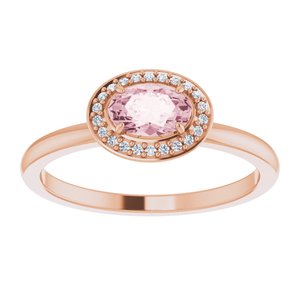 14K Rose Gold 6x4 mm Natural Morganite & .04 CTW Natural Diamond Halo-Style Ring