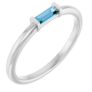 Platinum Natural Swiss Blue Topaz Stackable Ring