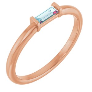 14K Rose Gold Natural Sky Blue Topaz Stackable Ring