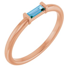 14K Rose Gold Natural Swiss Blue Topaz Stackable Ring
