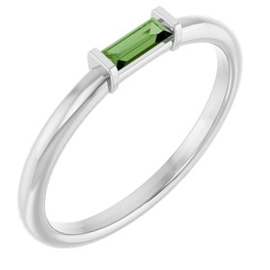 Sterling Silver Natural Green Tourmaline Stackable Ring