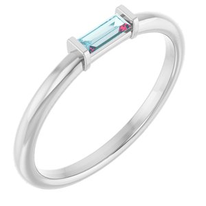 Platinum Natural Sky Blue Topaz Stackable Ring