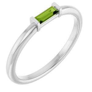 14K White Gold Natural Peridot Stackable Ring