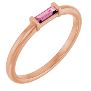 14K Rose Gold Natural Pink Tourmaline Stackable Ring