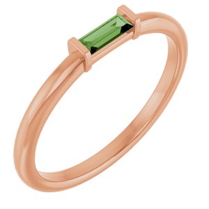 14K Rose Gold Natural Green Tourmaline Stackable Ring