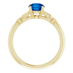 14K Yellow Gold Lab-Grown Blue Sapphire & .02 CTW Natural Diamond Ring