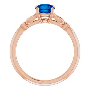 14K Rose Gold Lab-Grown Blue Sapphire & .02 CTW Natural Diamond Ring