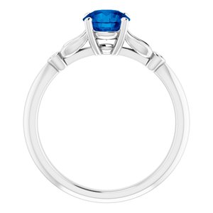 Platinum Lab-Grown Blue Sapphire & .02 CTW Natural Diamond Ring
