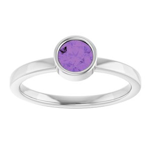 Platinum 5 mm Natural Amethyst Ring