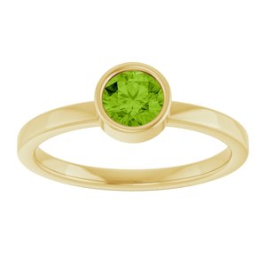 14K Yellow Gold 5 mm Natural Peridot Ring