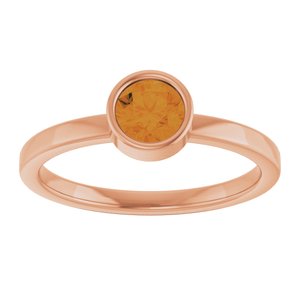 14K Rose Gold 5 mm Natural Citrine Ring