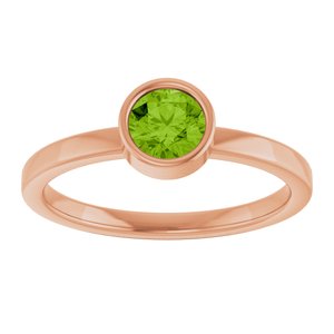 14K Rose Gold 5 mm Natural Peridot Ring