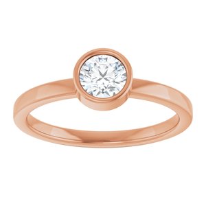 14K Rose Gold 5 mm Natural White Sapphire Ring