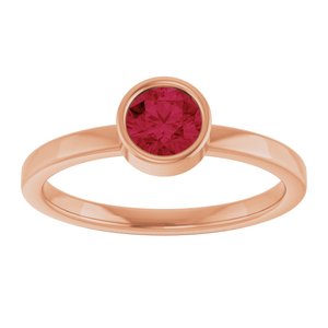 14K Rose Gold 5 mm Lab-Grown Ruby Ring