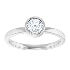 Platinum 5 mm Natural White Sapphire Ring