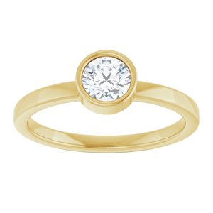 14K Yellow Gold 5 mm Natural White Sapphire Ring
