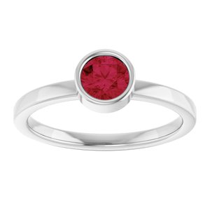14K White Gold 5 mm Lab-Grown Ruby Ring