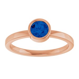 14K Rose Gold 5 mm Natural Blue Sapphire Ring