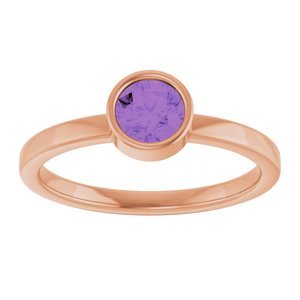14K Rose Gold 5 mm Natural Amethyst Ring