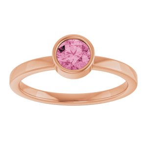 14K Rose Gold 5 mm Natural Pink Tourmaline Ring