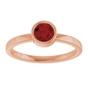 14K Rose Gold 5 mm Natural Mozambique Garnet Ring