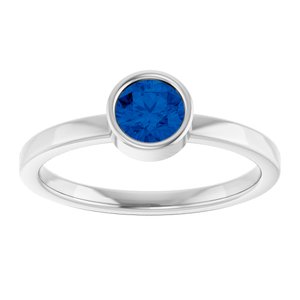 14K White Gold 5 mm Lab-Grown Blue Sapphire Ring