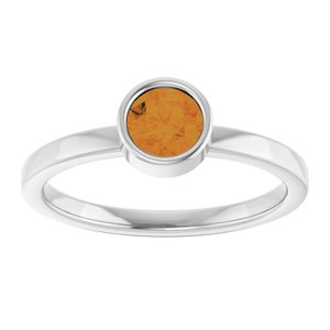 Platinum 5 mm Natural Citrine Ring