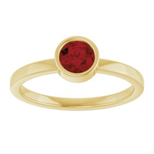 14K Yellow Gold 5 mm Natural Mozambique Garnet Ring