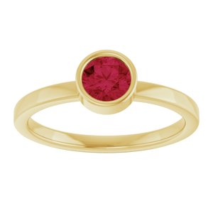 14K Yellow Gold 5 mm Lab-Grown Ruby Ring
