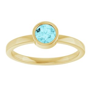 14K Yellow Gold 5 mm Natural Blue Zircon Ring