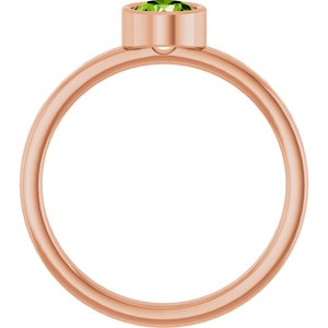 14K Rose Gold 5 mm Natural Peridot Ring