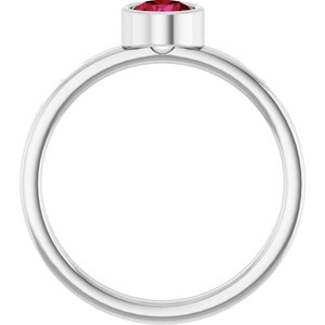 14K White Gold 5 mm Natural Ruby Ring