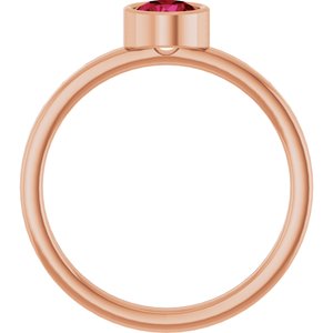 14K Rose Gold 5 mm Lab-Grown Ruby Ring