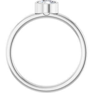 Rhodium-Plated Sterling Silver 5 mm Imitation White Sapphire Ring