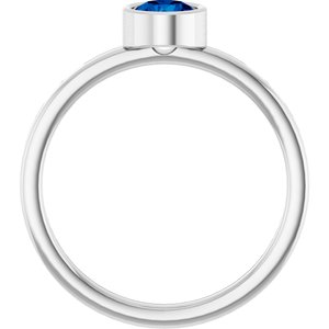 Platinum 5 mm Natural Blue Sapphire Ring