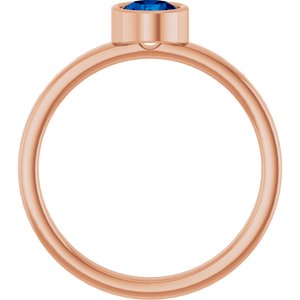 14K Rose Gold 5 mm Lab-Grown Blue Sapphire Ring